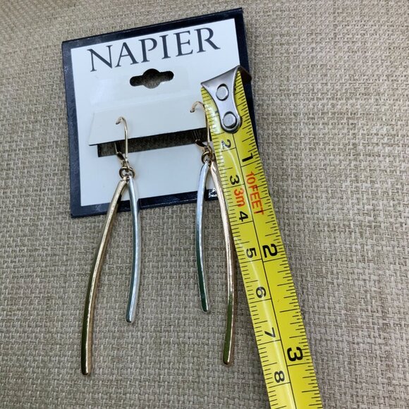 Napier Two Tone Cylinder Drop Earrings - Picture 6 of 6